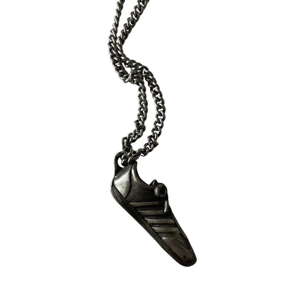Vintage Avon Pewter 1979 Fast Track Shoe Pendant Necklace, Pre-Owned